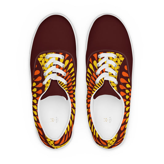 Burgundy Men’s lace-up canvas shoes