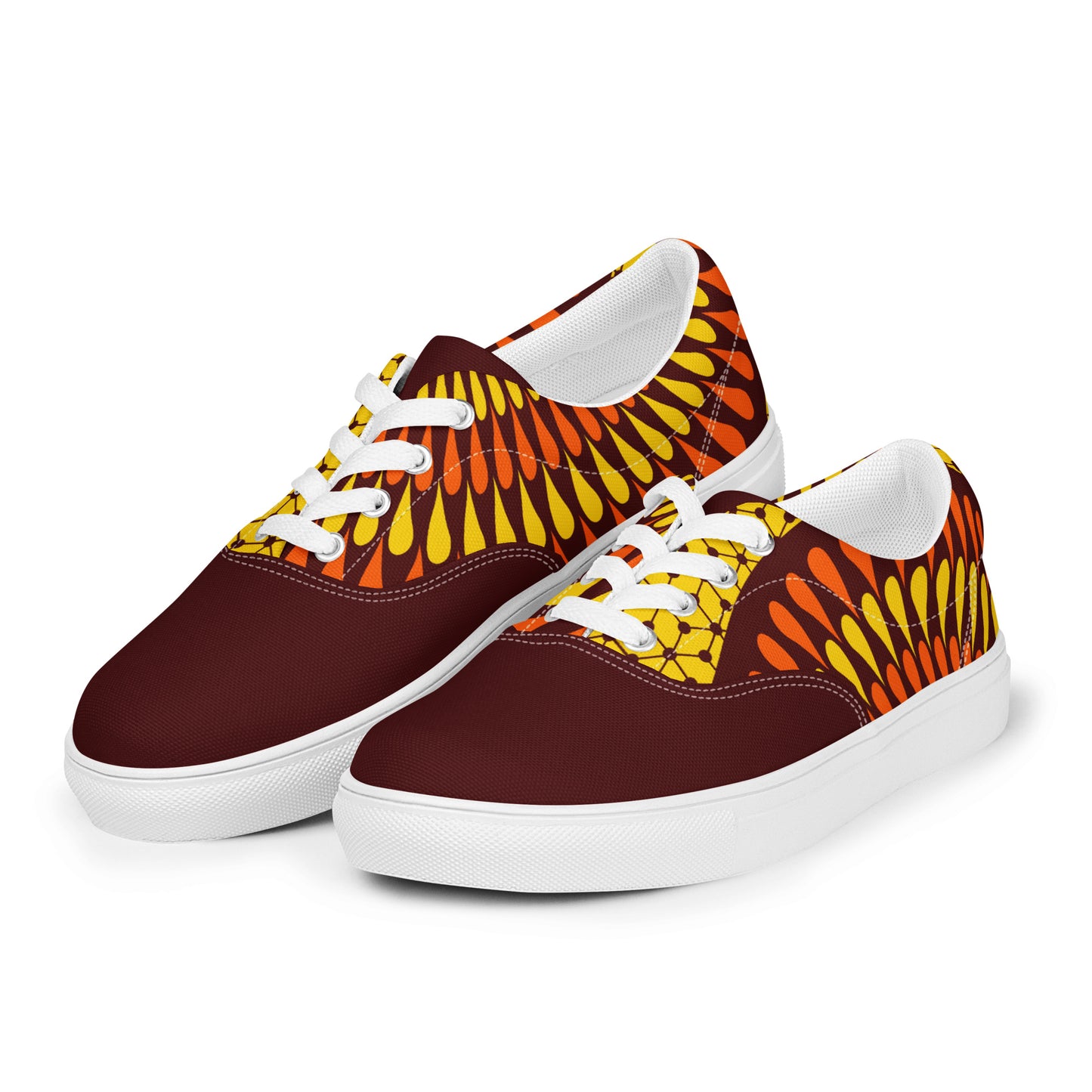 Burgundy Men’s lace-up canvas shoes