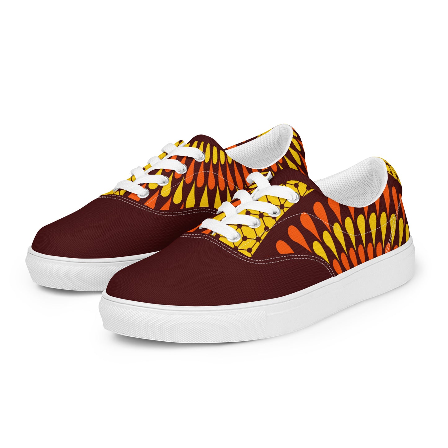 Burgundy Men’s lace-up canvas shoes