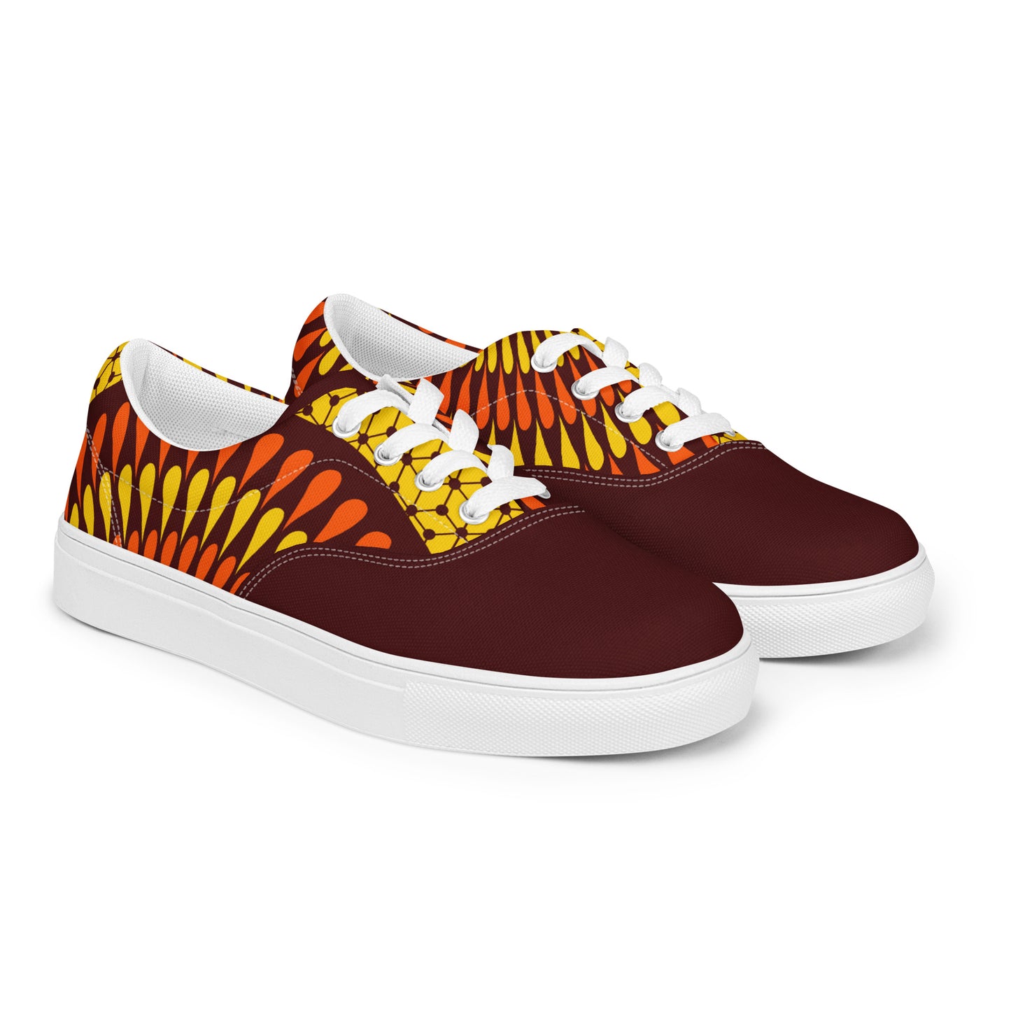 Burgundy Men’s lace-up canvas shoes